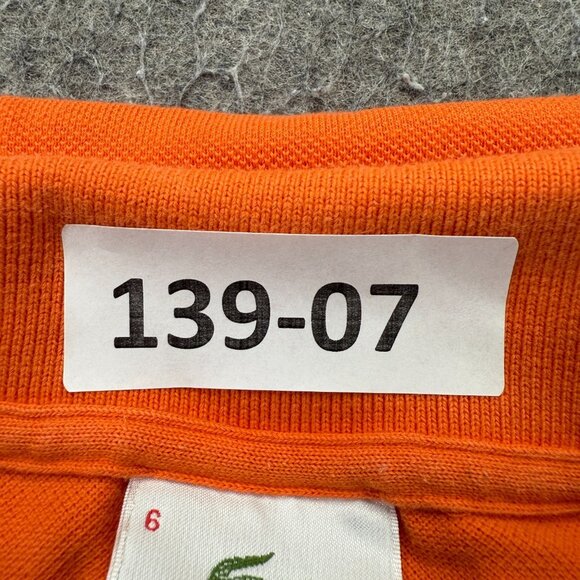 Lacoste Polo Shirt Men 6 Orange Solid Pique Short Sleeve 46" x 27" - Picture 12 of 12